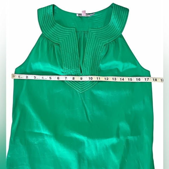 Calypso St. Barth XS Green 100% Silk Sleeveless Mini Dress Boho A-Line Chic - Picture 10 of 11